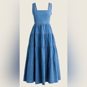 J. Crew tiered denim squareneck dress